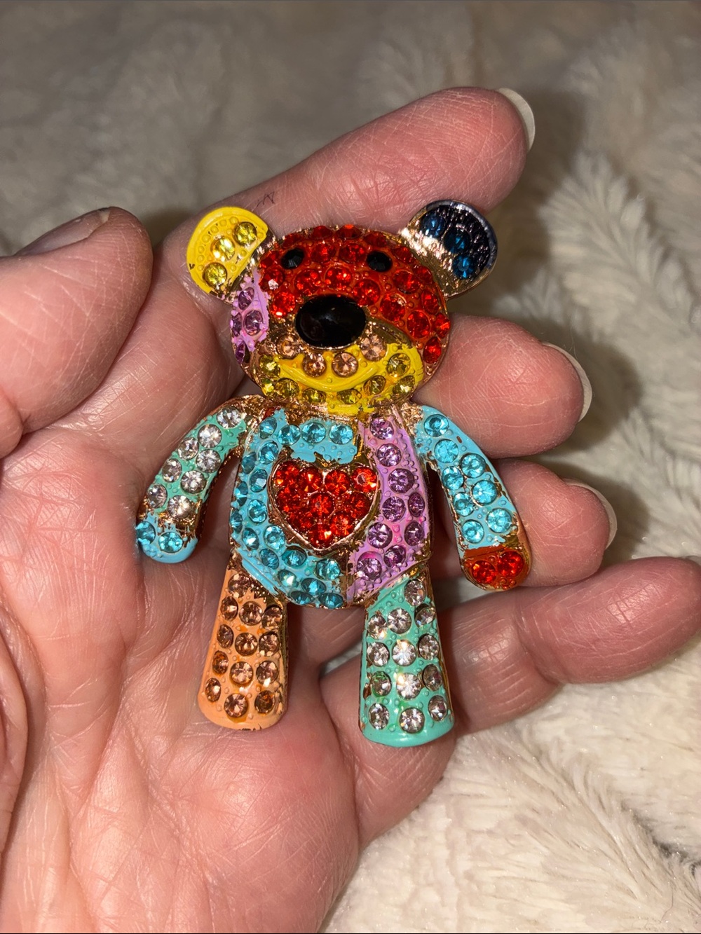 Multicolor Rhinestone Teddy Bear 🧷 Accessory
